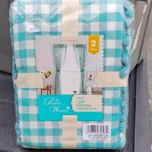 The Pioneer Woman Light Filtering Curtain Pair Teal Gingham
